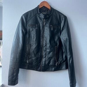 Jou Jou Men's Black Faux Leather Jacket